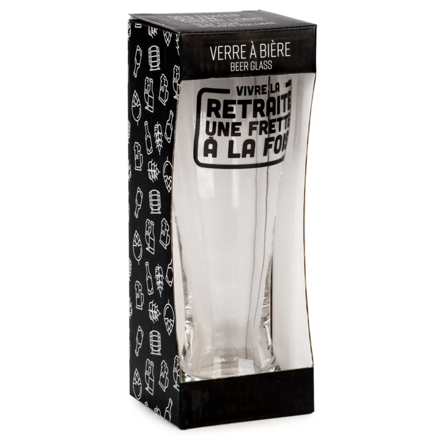 Products With Text*Attitudes Import 2 Beer Glass - Vivre La Retraite Une Frette A La Fois