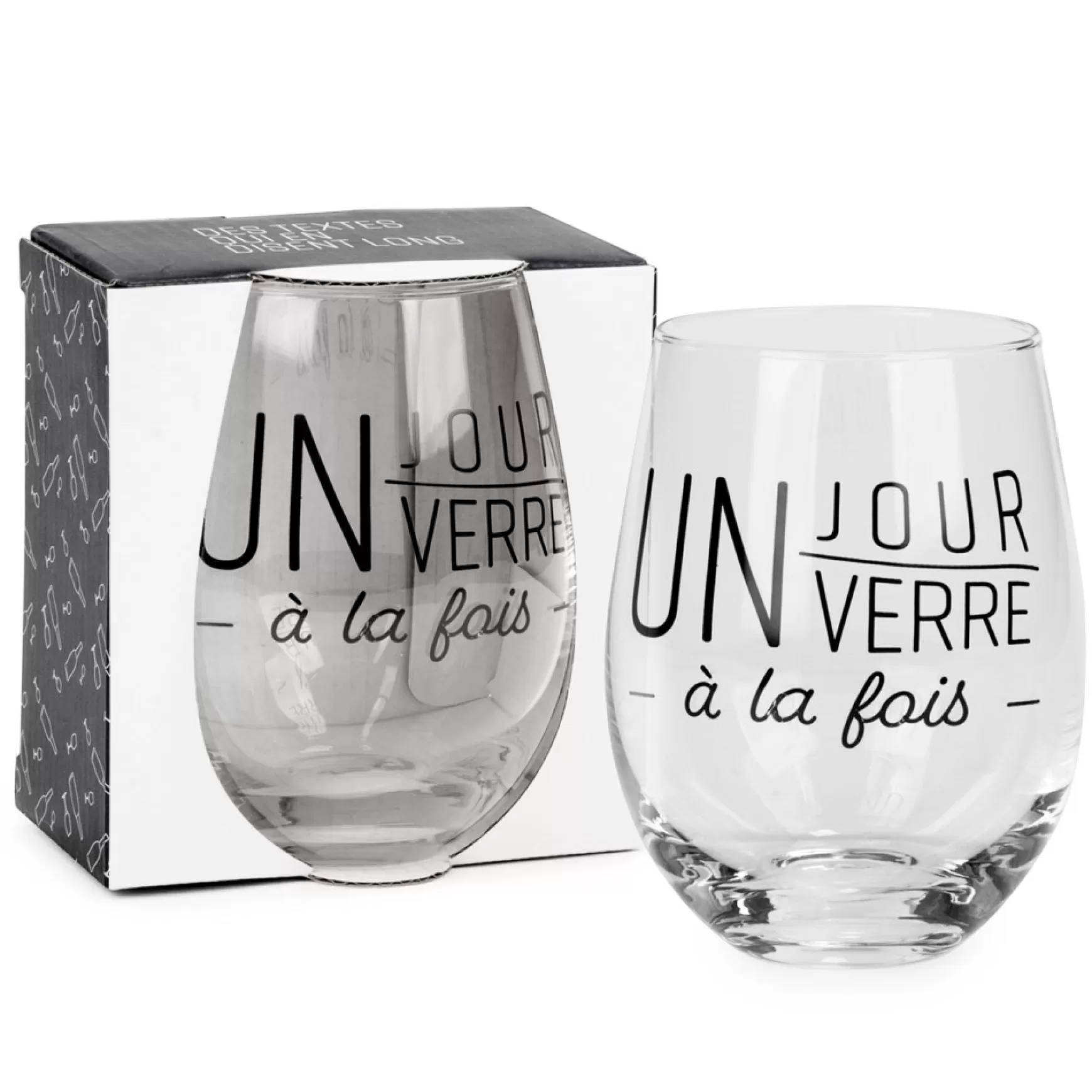 Products With Text*Attitudes Import Steamless Wine Glass - Un Jour/Verre A La Fois